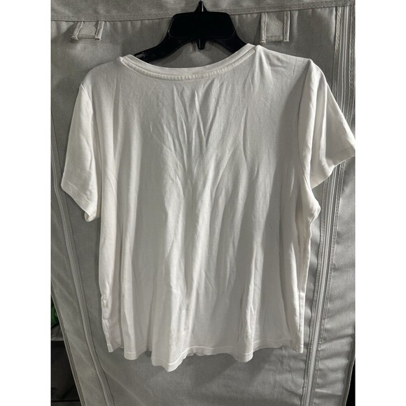 J Jill Women White Luxe Pima Relaxed Tee Medium Cotton Dolman Cap Sleeve - Picture 7 of 7